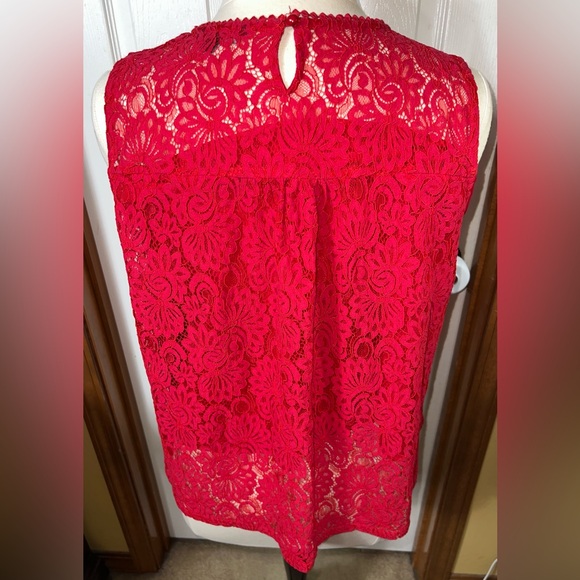 (NWOT) Zac & Rachel Lace Sleeveless Blouse Top Tank High Neck Red Size 1X - Picture 2 of 3